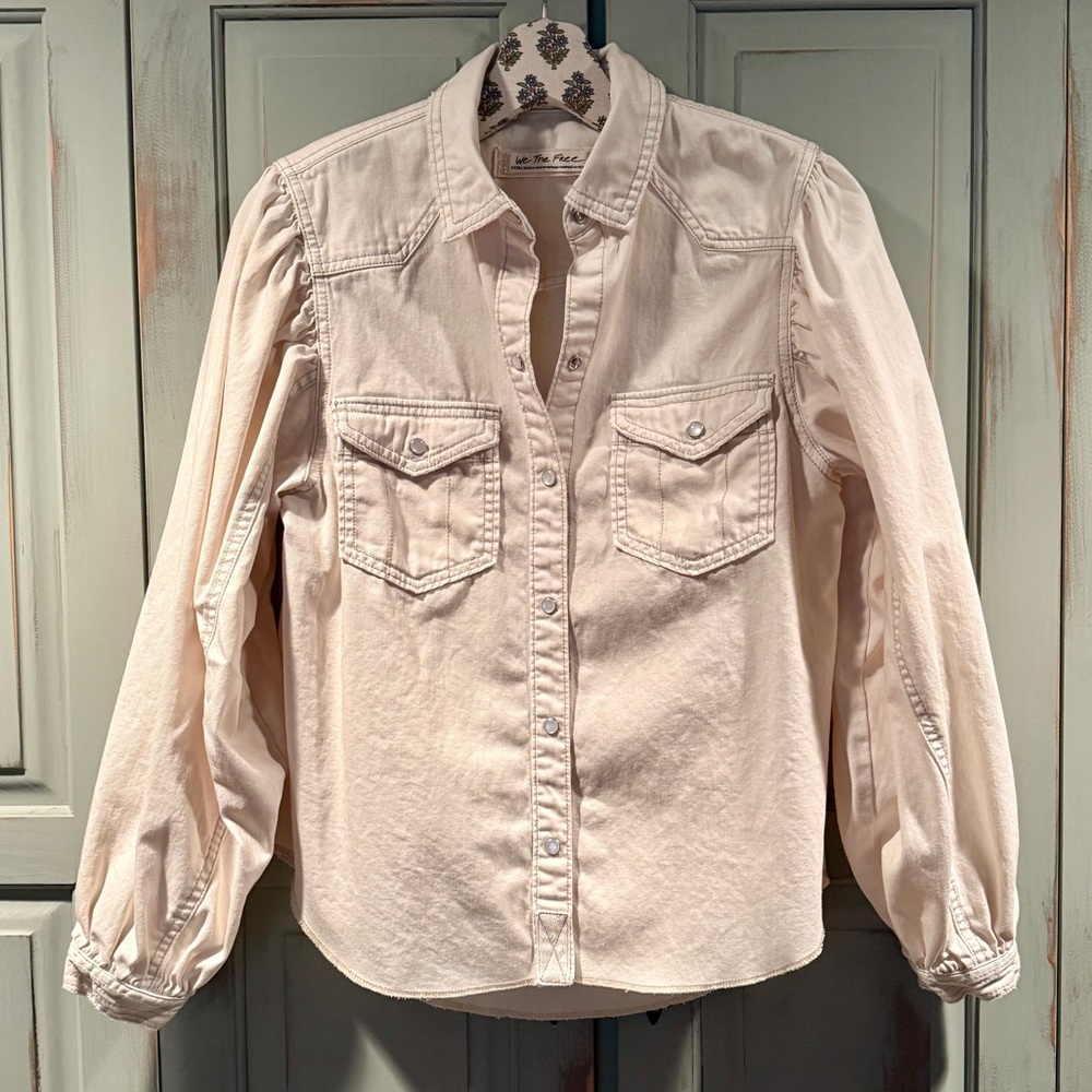 Free People Cream Button-Up Shirt